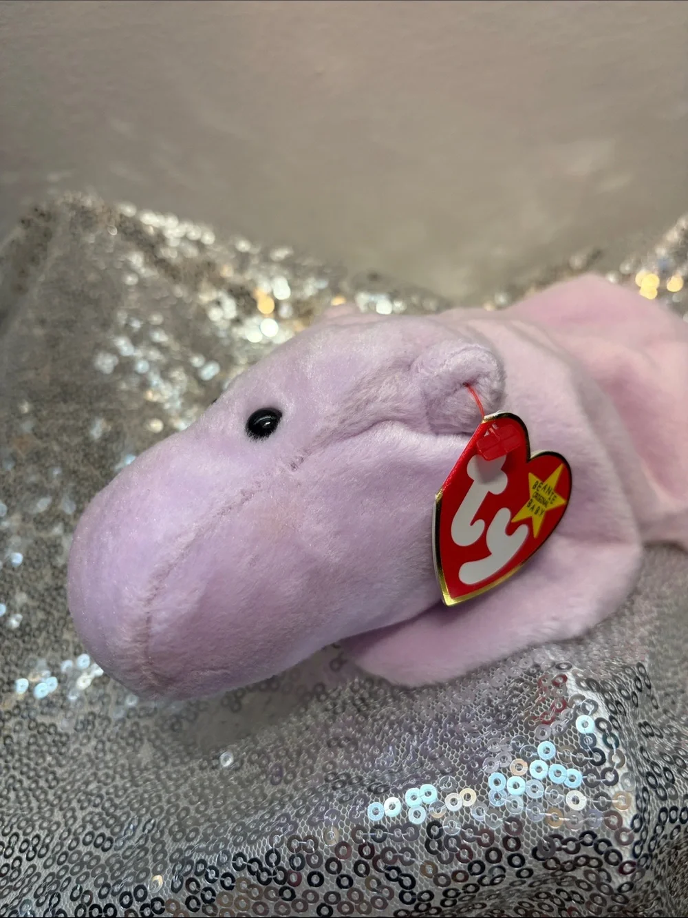 NWT Happy the Hippo Plush Lavender Beanie Baby 💜